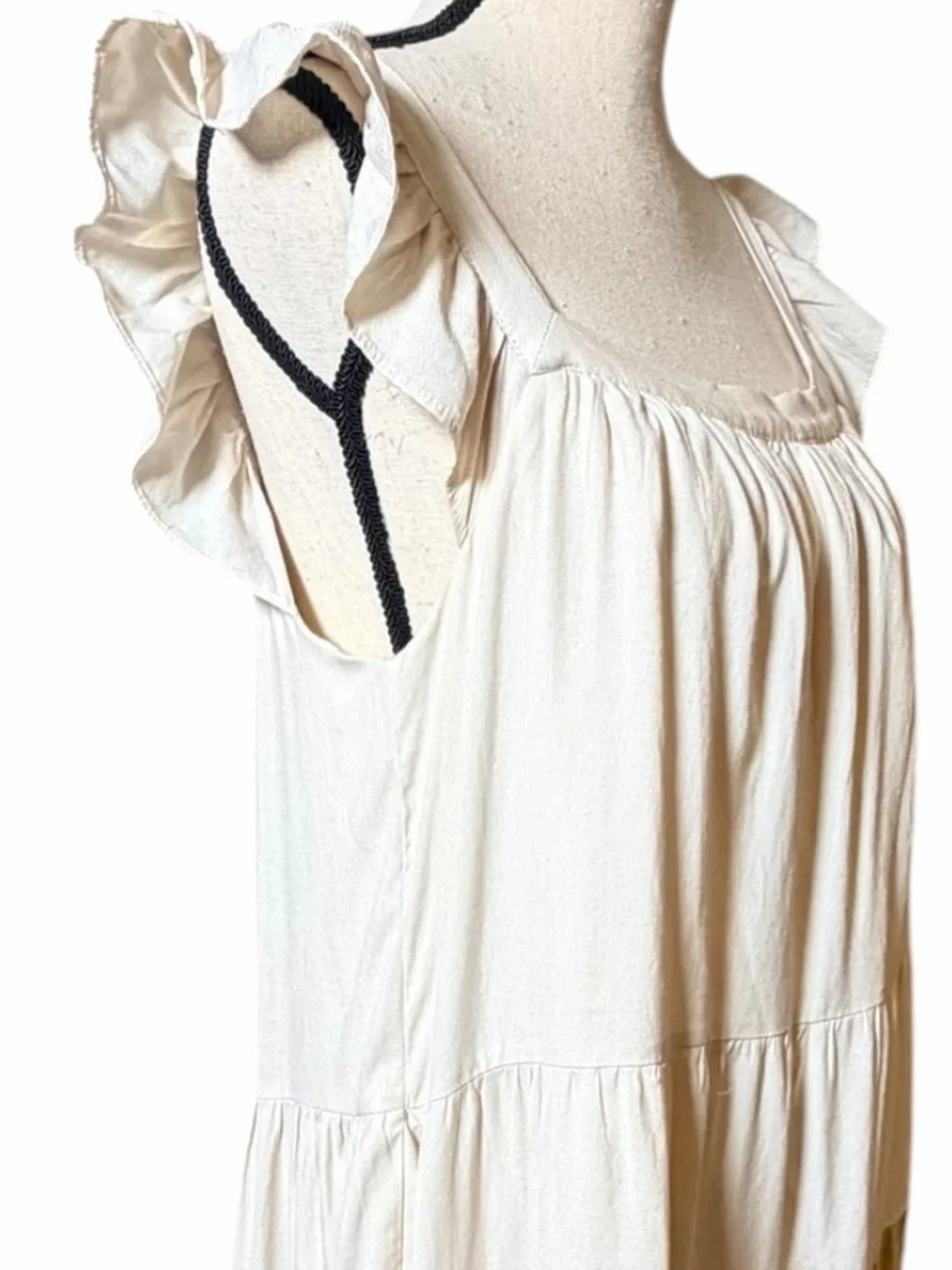 Moodie Yellow White Ombre Tiered Ruffle Dress Size Medium⁠